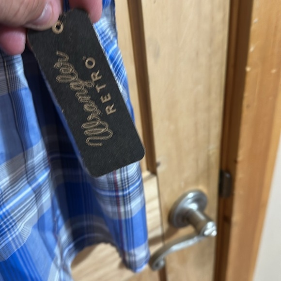 NWT Wrangler Retro short sleeve Blue Plaid Women's Top - Picture 3 of 6